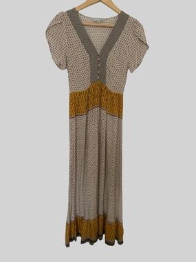 Luukse Womens Brown Print Summer Light Work Casual Maxi Dress- Sz-S